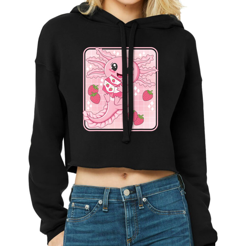 Japanese Strawberry Milk Shake Anime Pink Kawaii Aesthetic Axolotl Mat Cropped Hoodie by Min09 | Artistshot