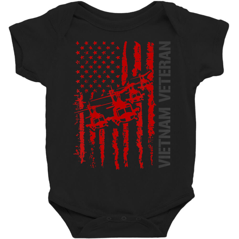 Hot Trend Flag Helicopter Vietnam Veteran Baby Bodysuit by femalesbaubles | Artistshot