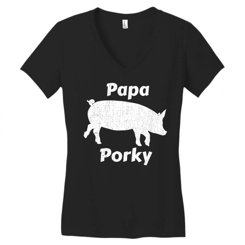 Trending Papa Porky Pig Daddy Father Hog Pork Women's V-Neck T-Shirt by yumgaugeteuda | Artistshot