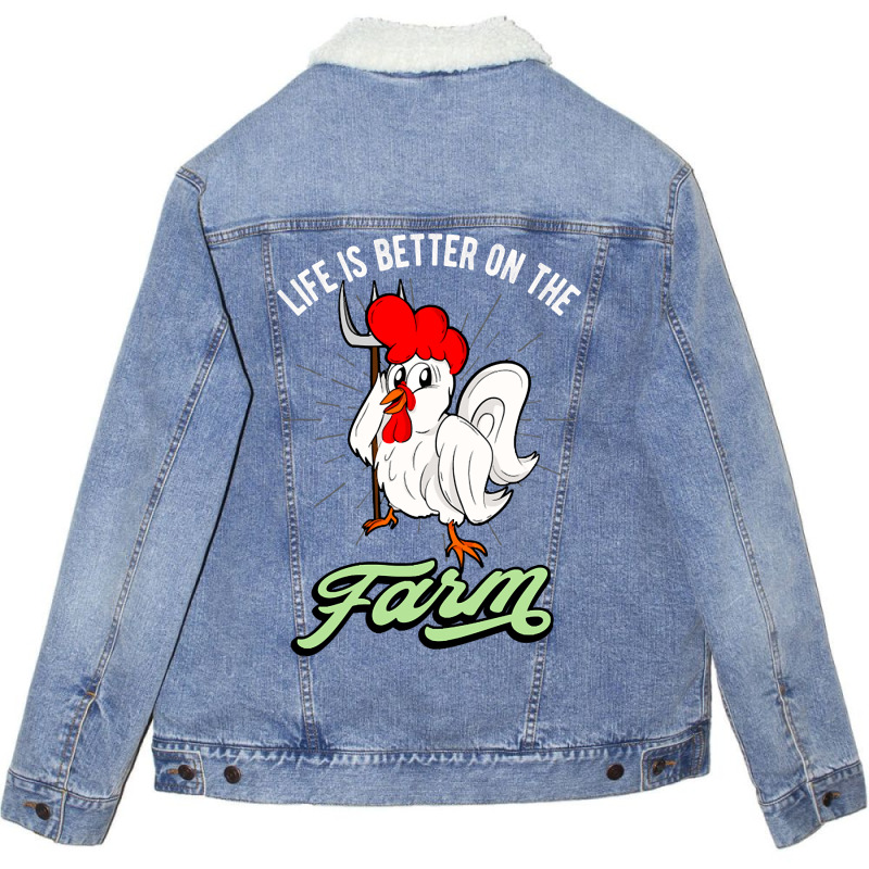 Chicken Life Is Better On The Farm Rooster Unisex Sherpa-lined Denim Jacket | Artistshot