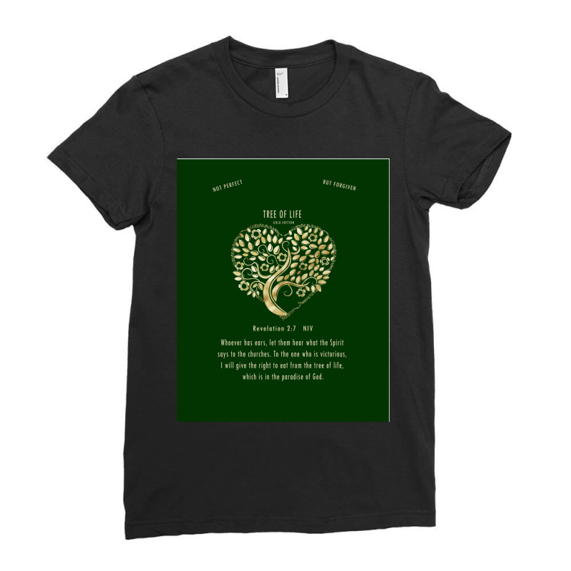 Christian Bible Verse Tree Of Life Revelation 27 3 Ladies Fitted T-Shirt by KelliBrimner | Artistshot