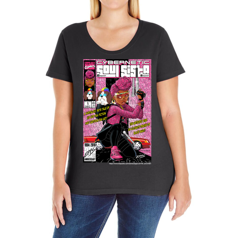 Cybernetic Soul Sista Pink Bandana Ladies Curvy T-Shirt by laurynvanhoose | Artistshot