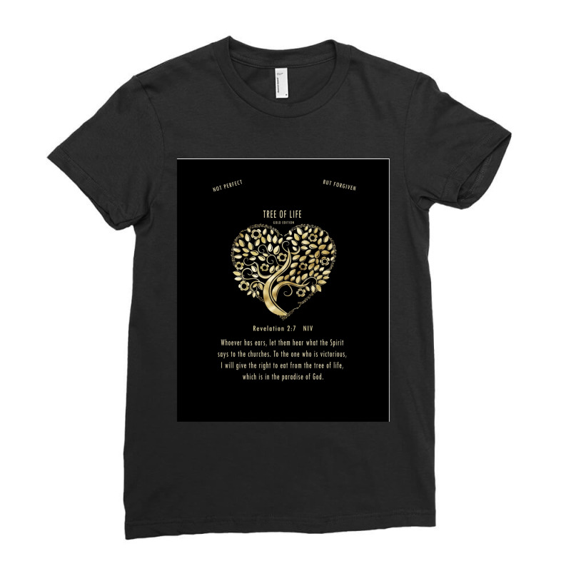 Christian Bible Verse Tree Of Life Revelation 27 6 Ladies Fitted T-Shirt by KelliBrimner | Artistshot