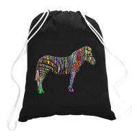 Trending Rainbow Zebra Striped Horse In Sunglasses Drawstring Bags | Artistshot