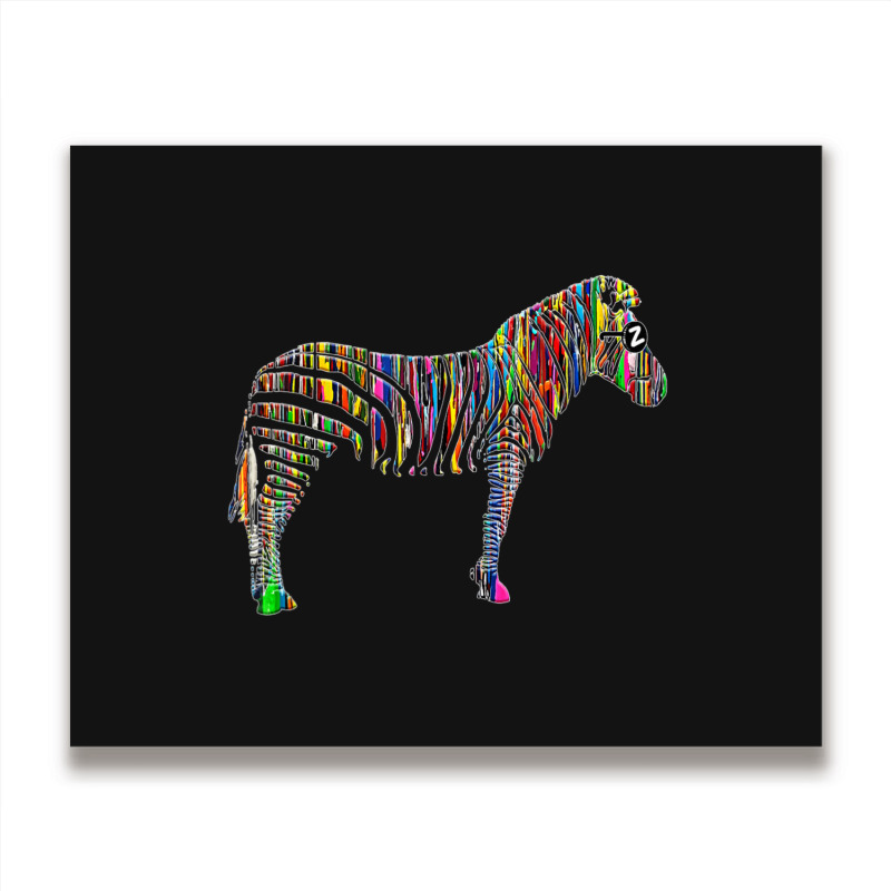 Trending Rainbow Zebra Striped Horse In Sunglasses Metal Print Horizontal | Artistshot