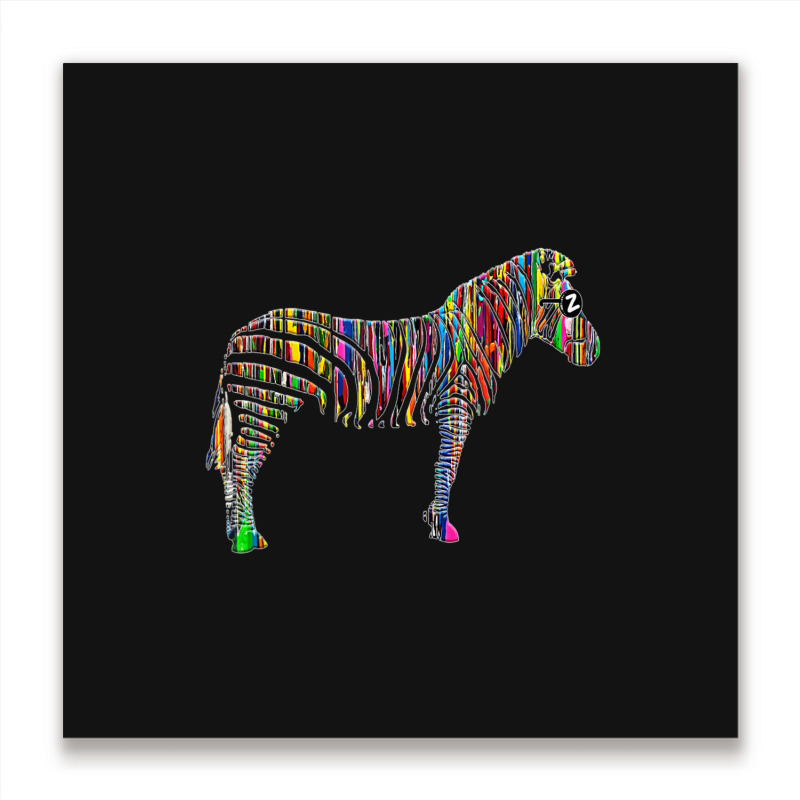 Trending Rainbow Zebra Striped Horse In Sunglasses Metal Print Square | Artistshot