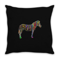 Trending Rainbow Zebra Striped Horse In Sunglasses Throw Pillow | Artistshot