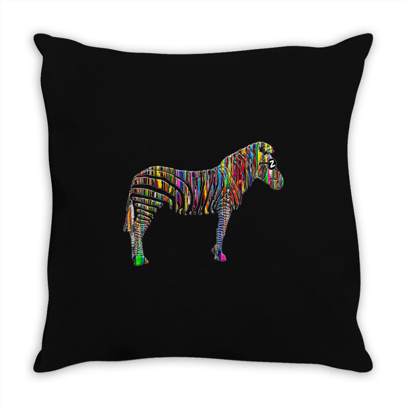 Trending Rainbow Zebra Striped Horse In Sunglasses Throw Pillow | Artistshot