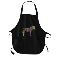 Trending Rainbow Zebra Striped Horse In Sunglasses Medium-length Apron | Artistshot