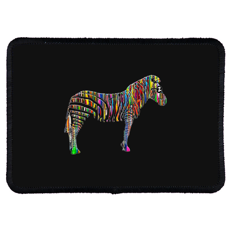 Trending Rainbow Zebra Striped Horse In Sunglasses Rectangle Patch | Artistshot