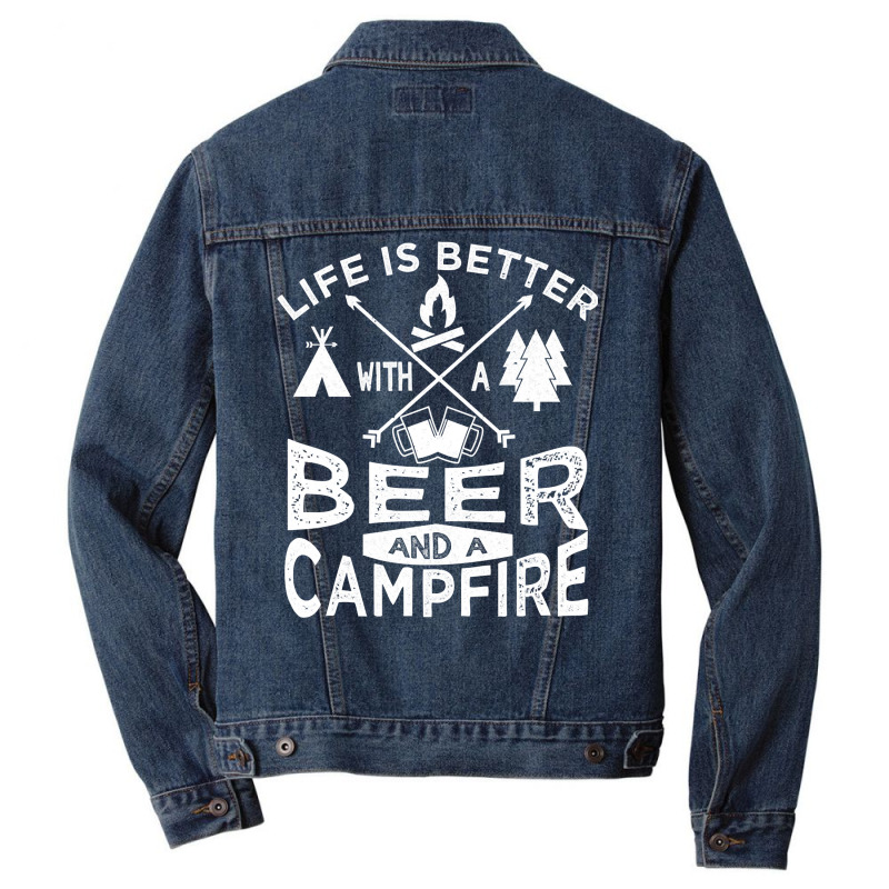 Camping Hoodie Men Women Beer Campfire Graphic Tent Men Denim Jacket | Artistshot