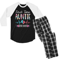 First Time Auntie 2023 Mothers Day Christmas Soon To Be Mom Men's 3/4 Sleeve Pajama Set | Artistshot