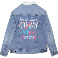 First Time Gammy 2023 Mothers Day Christmas Soon To Be Mom Unisex Sherpa-lined Denim Jacket | Artistshot