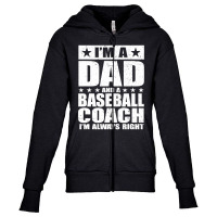 Dad Baseball Coach Fathers Day S Gift From Daughter Son Youth Zipper Hoodie | Artistshot