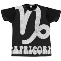 Capricorn Retro Zodiac Symbol Fadedstyle Design Graphic T-shirt | Artistshot