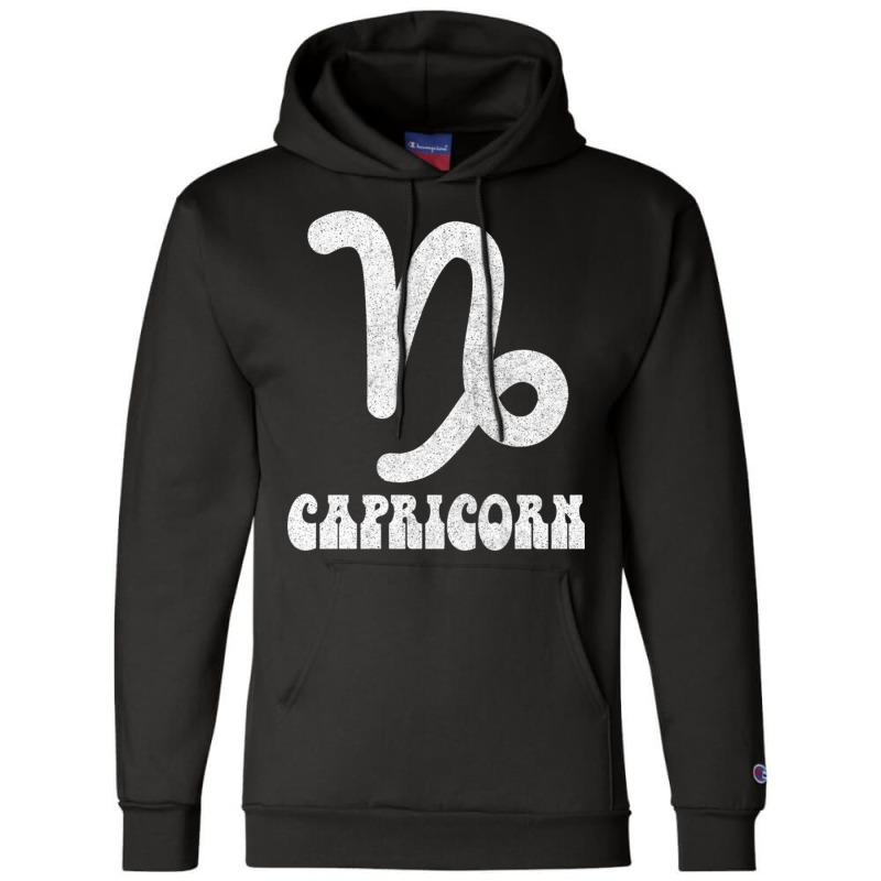 Capricorn Retro Zodiac Symbol Fadedstyle Design Champion Hoodie | Artistshot