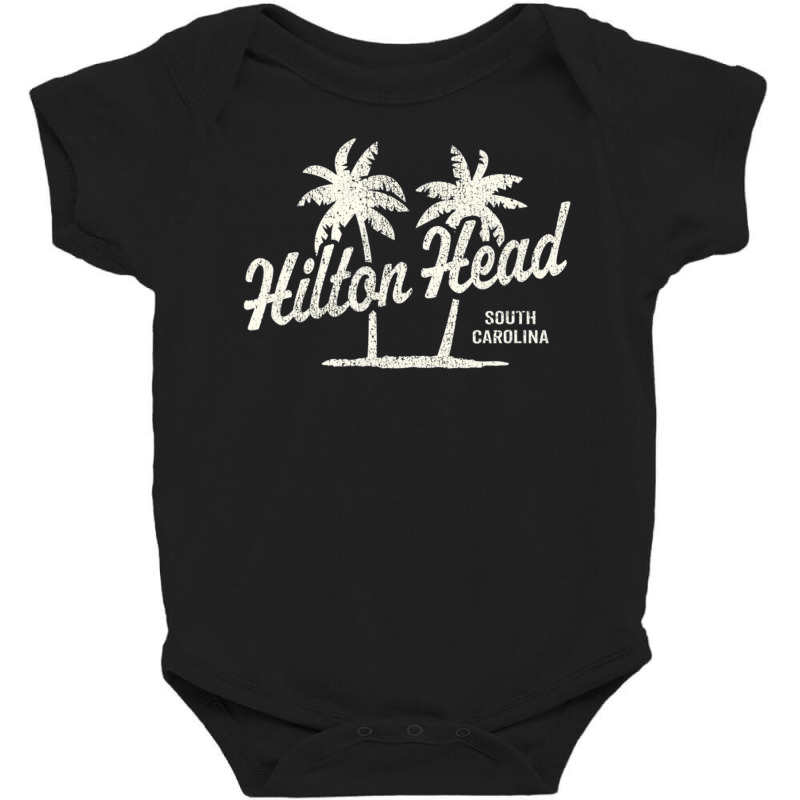 Hilton Head Island South Carolina Vintage 70s Palm Trees Gra Baby Bodysuit by michaelyounger19 | Artistshot