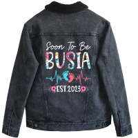 Soon To Be Busia 2023 Mothers Day Christmas First Time Mom Unisex Sherpa-lined Denim Jacket | Artistshot