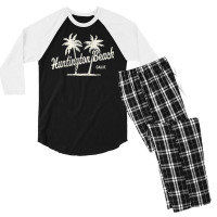 Huntington Beach California Vintage 70s Palm Trees Men's 3/4 Sleeve Pajama Set | Artistshot