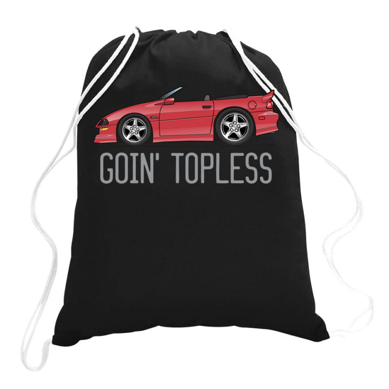 F1 Goin Topless Cayenne Red Drawstring Bags | Artistshot