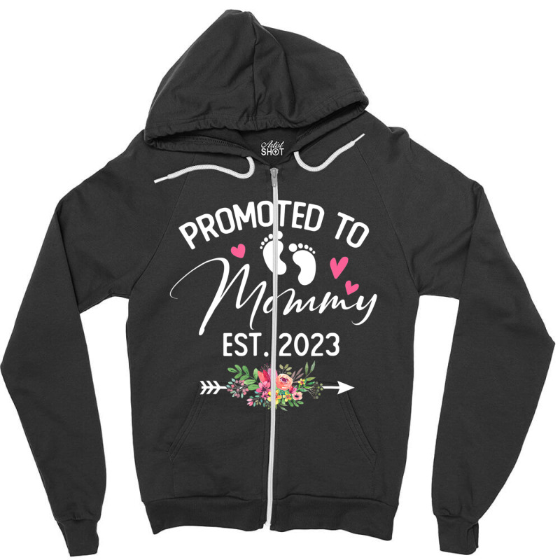 Promoted To Mommy Est 2023 Soon To Be Mom Flower Zipper Hoodie | Artistshot