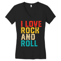 I Love Rock And Roll Distressed Rainbow 70s Retro Vintage Women's V-neck T-shirt | Artistshot