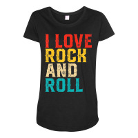 I Love Rock And Roll Distressed Rainbow 70s Retro Vintage Maternity Scoop Neck T-shirt | Artistshot