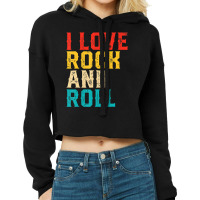 I Love Rock And Roll Distressed Rainbow 70s Retro Vintage Cropped Hoodie | Artistshot