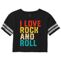 I Love Rock And Roll Distressed Rainbow 70s Retro Vintage Scorecard Crop Tee | Artistshot