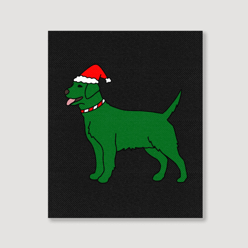 Green Christmas Dog Portrait Canvas Print | Artistshot