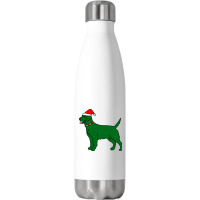 Green Christmas Dog Stainless Steel Water Bottle | Artistshot