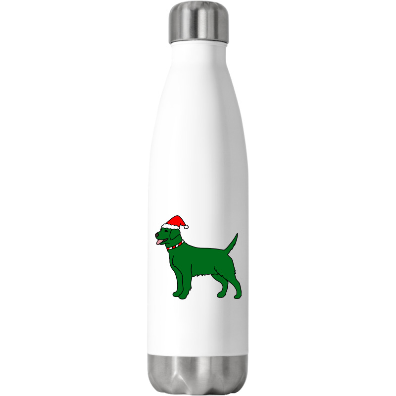 Green Christmas Dog Stainless Steel Water Bottle | Artistshot