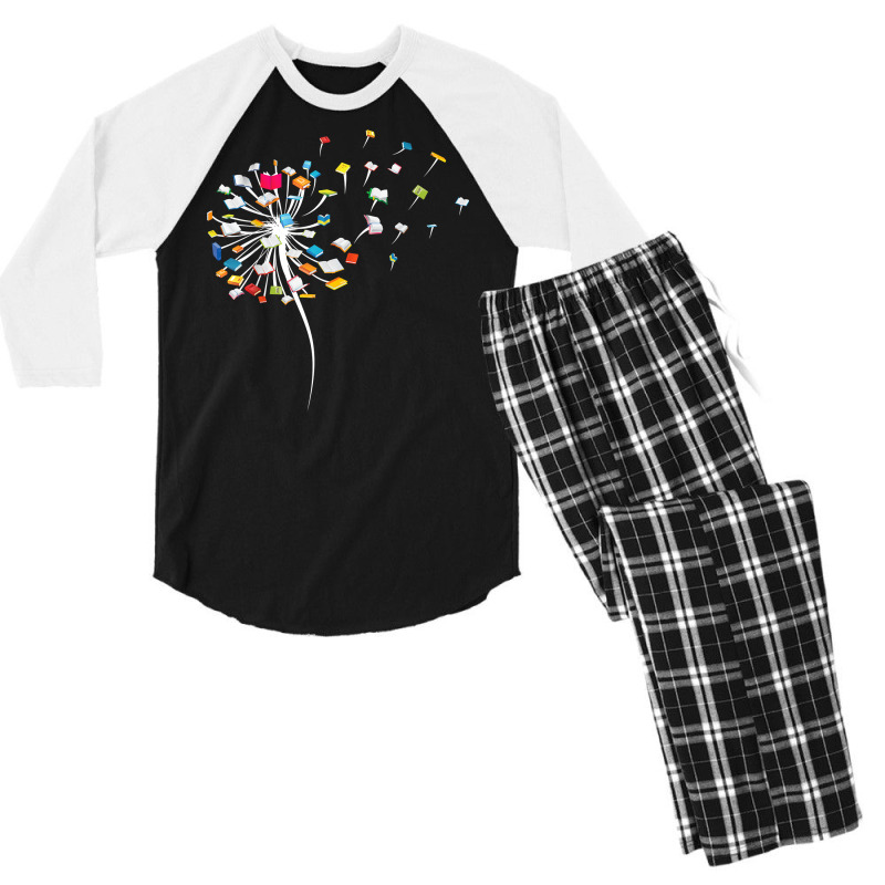 Funny Dandelion Books Gift For Reading Lover Women Girls T Shirt Men's 3/4 Sleeve Pajama Set by carlianagorley | Artistshot