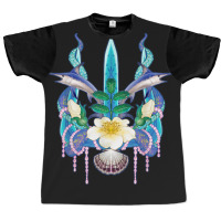 Mermaid Rose Pearls Sword Fish Octopus Seashell Trident Graphic T-shirt | Artistshot