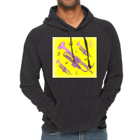 Come Blow Your Horn Lavender Trumpets Against A Canary Yellow Backgrou Vintage Hoodie | Artistshot