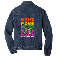 100 Days Of School T Rex For Dark Men Denim Jacket | Artistshot