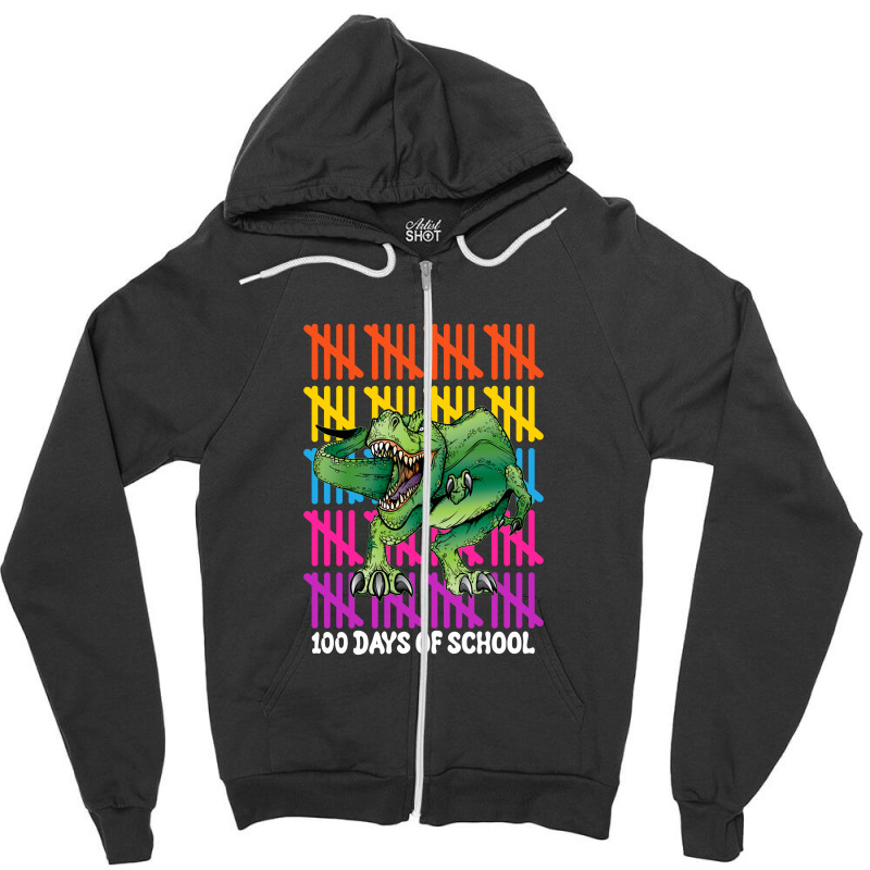 100 Days Of School T Rex For Dark Zipper Hoodie | Artistshot