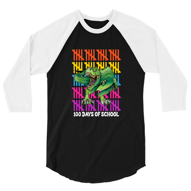 100 Days Of School T Rex For Dark 3/4 Sleeve Shirt | Artistshot