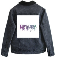 Euphoria Melting Title Gradient Poster Blue Unisex Sherpa-lined Denim Jacket | Artistshot