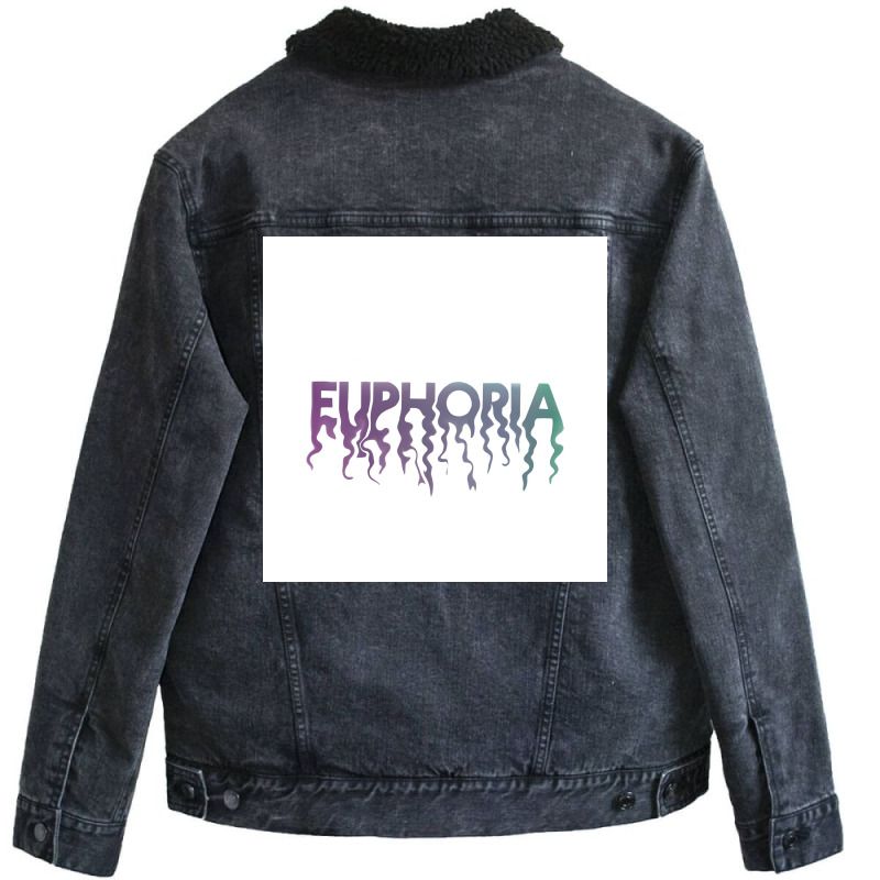 Euphoria Melting Title Gradient Poster Blue Unisex Sherpa-lined Denim Jacket | Artistshot