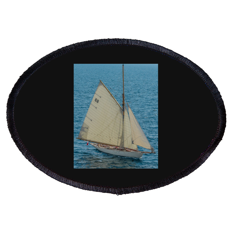 White Sailing Ship Oval Patch | Artistshot