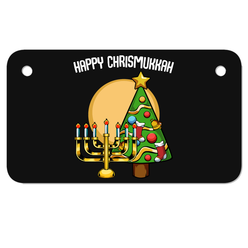 Happy Chrismukkah Christmas Hanukkah Channukah Motorcycle License Plate | Artistshot