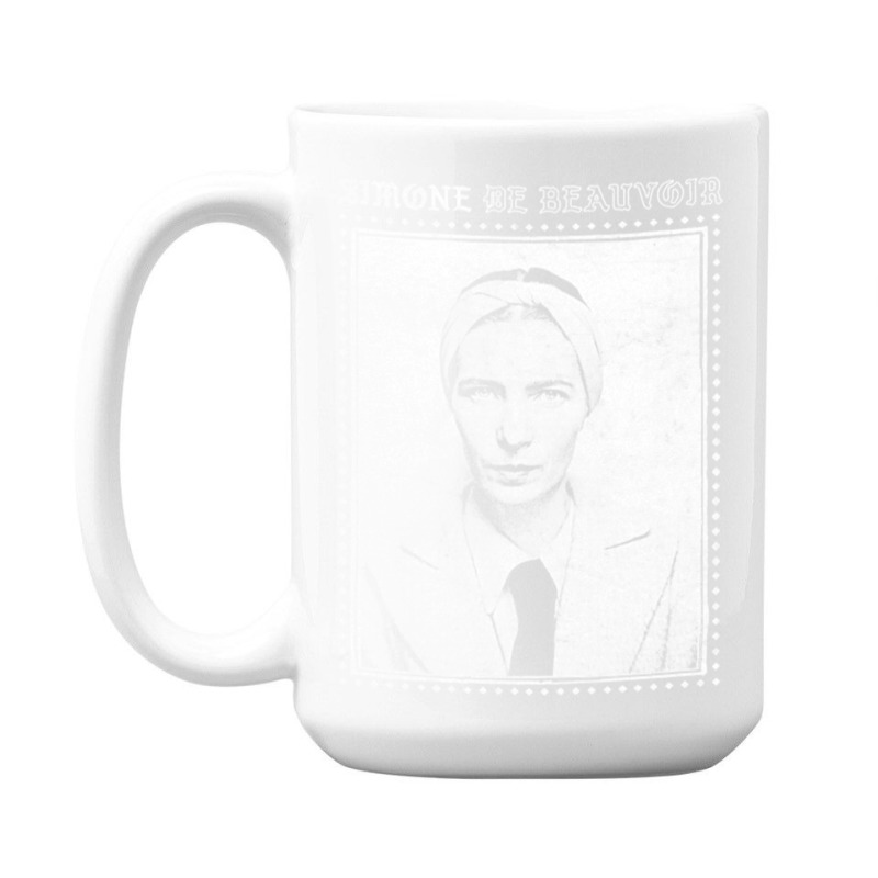 Simone De Beauvoir Faded Style Vintage Look Design 15 Oz Coffee Mug | Artistshot