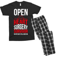 Open Heart Surgery Survivor My Beat Still Goes On Men's T-shirt Pajama Set | Artistshot