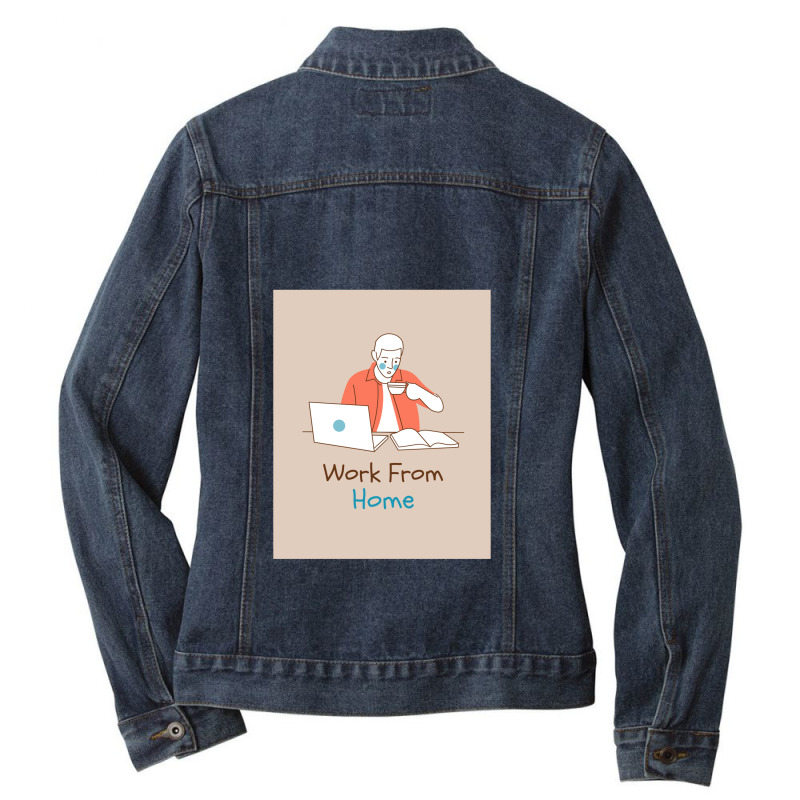 Work From Home 2 1 Ladies Denim Jacket by BeckyTeague | Artistshot