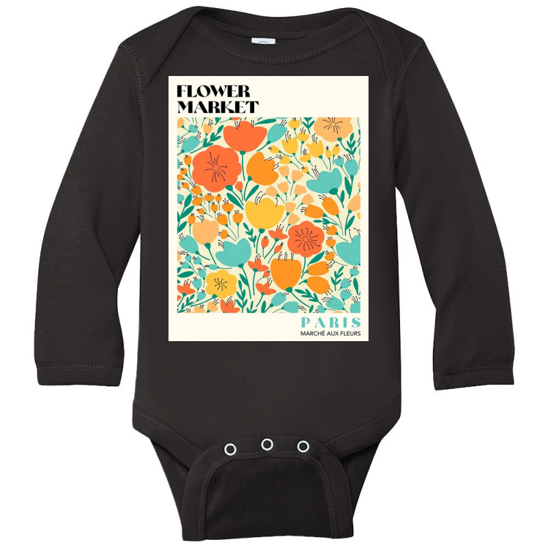 Flower Market Paris Long Sleeve Baby Bodysuit by dianesandoval | Artistshot