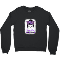 Womens Domestic Violence Awareness Warrior Purple Messy Bun V-neck Crewneck Sweatshirt | Artistshot