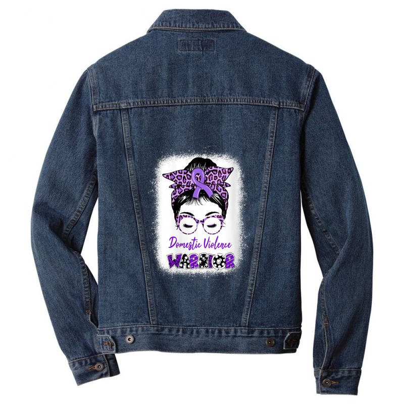 Womens Domestic Violence Awareness Warrior Purple Messy Bun V-neck Men Denim Jacket | Artistshot