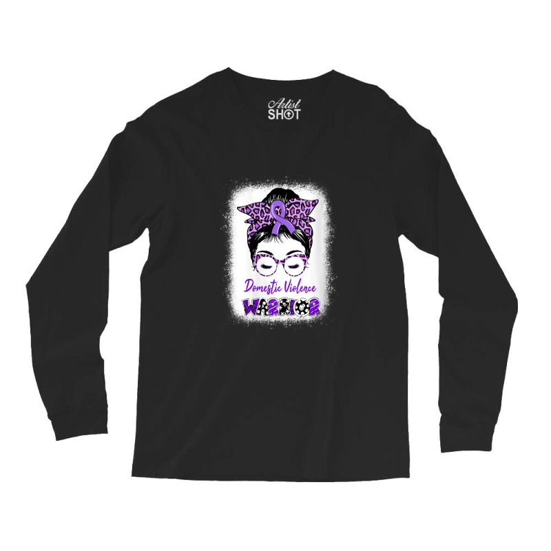 Womens Domestic Violence Awareness Warrior Purple Messy Bun V-neck Long Sleeve Shirts | Artistshot