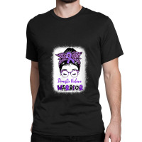 Womens Domestic Violence Awareness Warrior Purple Messy Bun V-neck Classic T-shirt | Artistshot